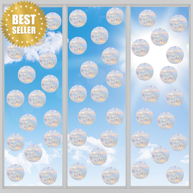 90 Pcs Circle Window Decals to Prevent Bird Strikes - Anti-Collision Window Stic
