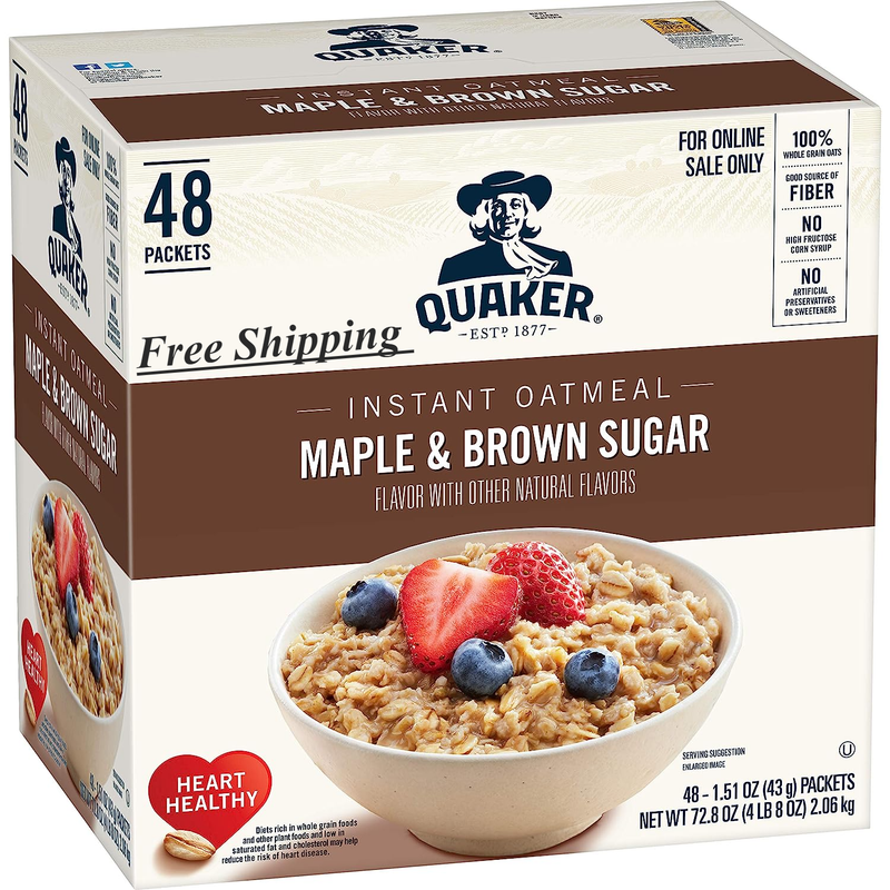 Quaker Instant Oatmeal, Maple & Brown Sugar, Individual Packets, 1.51 Ounce (Pac