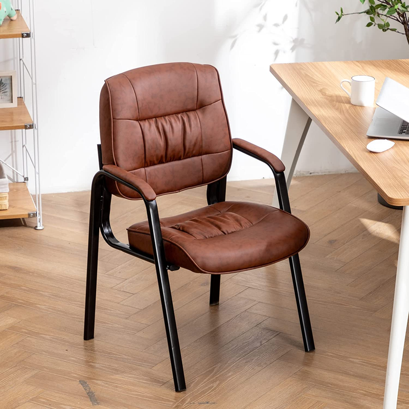 Brown Leather Office Executive Waiting Room Guest Reception Side Conference Chai