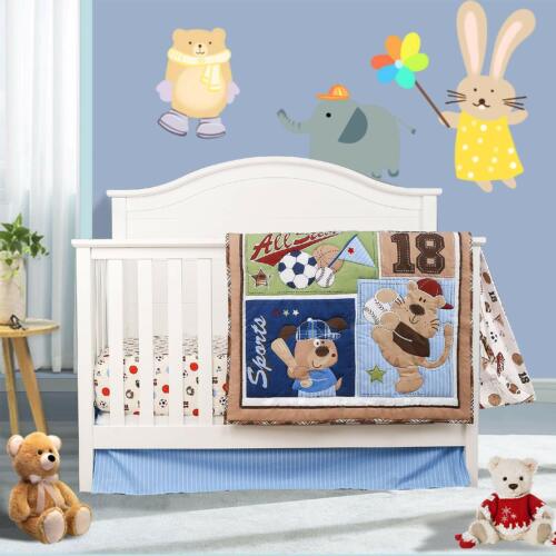 Sports Crib Bedding Set 4Pcs for Boys ,Baby Nursery Bedding Sets with Comforter 