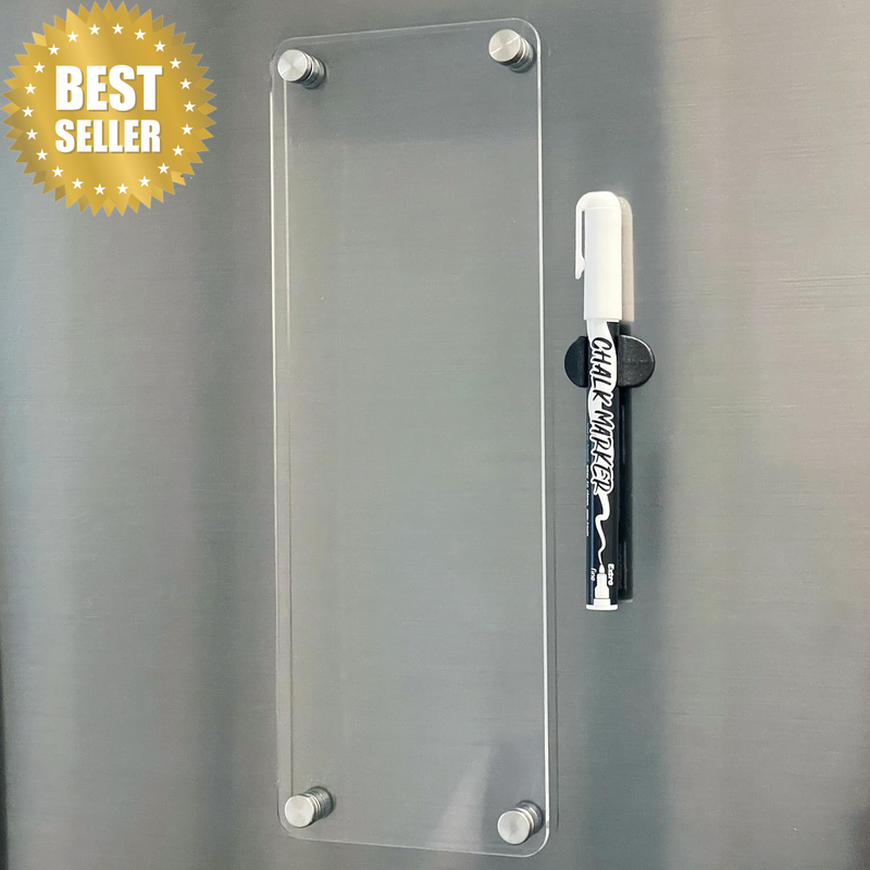 Half-A4 Blank Clear Acrylic Magnetic Dry-Erase Whiteboard - 30Cm X 10.5Cm Clear