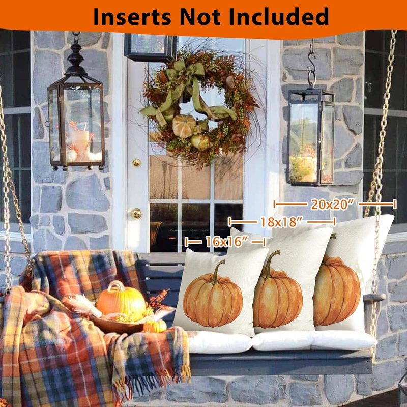 Fall Pillow Covers 18x18 Set of 4 Farmhouse Fall Decor Fall Pillows Pumpkin Mapl