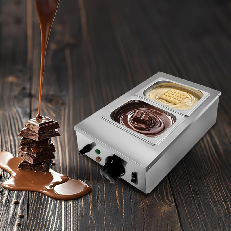 Chocolate Melting Machine, Chocolate Melter with 2 Various Pot Electric Commercial Food Warmer for Chocolate/Milk Melting and Heating, 800 W