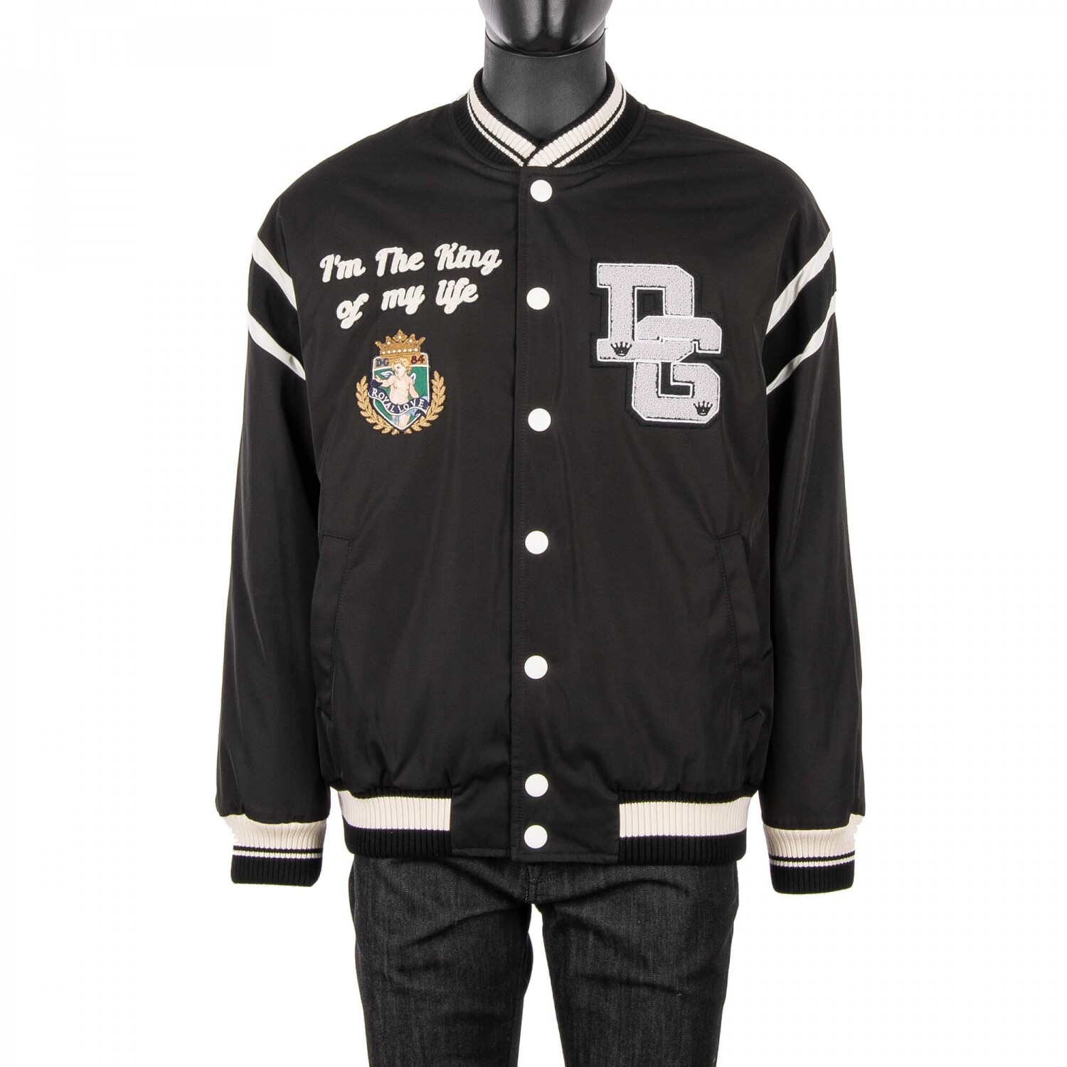 Dolce & Gabbana Oversize-бомбер Royal College Dg Logo Черный Белый 08935