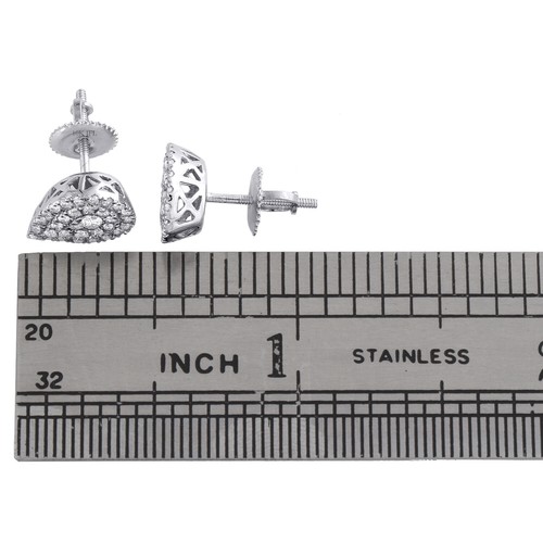 Pre-owned Jfl Diamonds & Timepieces 10k White Gold Real Round Diamond Teardrop Stud 8mm Cluster Halo Earrings 1/2 Ct