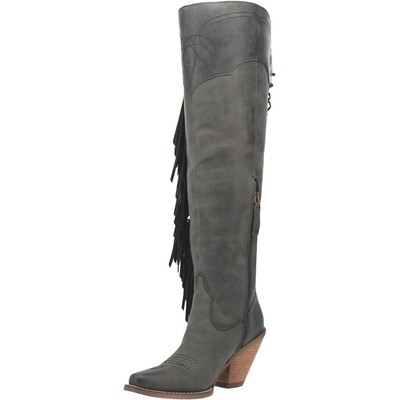 Pre-owned Dingo Womens Sky High Black Leather Fashion Boots