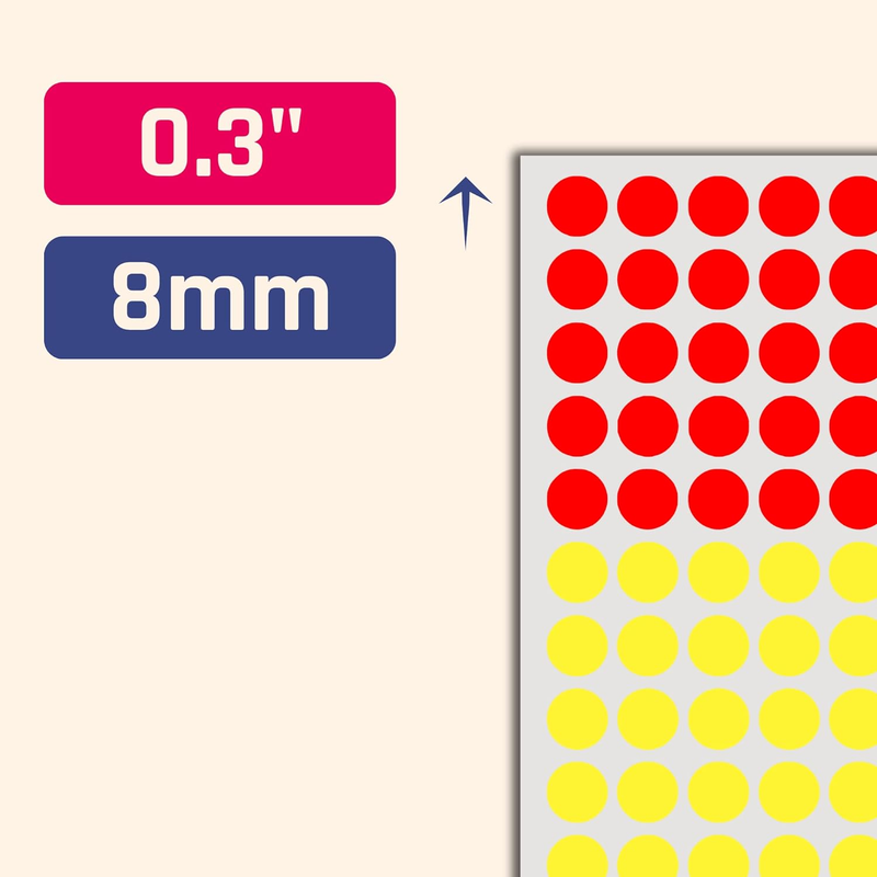 6000 Pack, 1/4" Small Colored Dot Stickers round Labels - 10 Colors