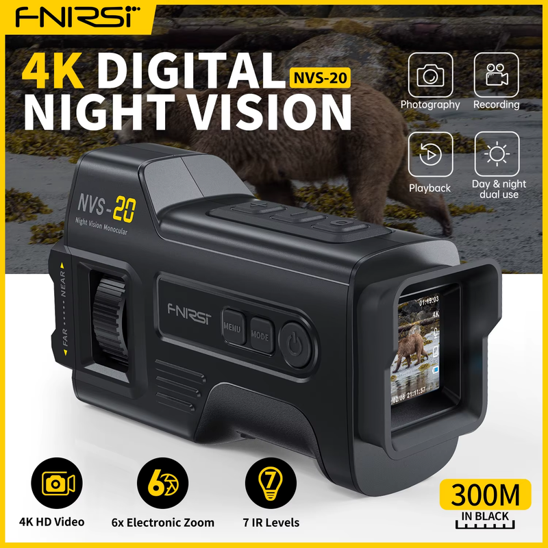 Telescope NVS-20 4K HD Monocular Night Vision Goggles 6X Digital Zoom 300m Hunti
