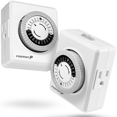 Indoor 24-Hour Plug In Grounded Daily Mechanical 2 Outlet Timer Light Switch