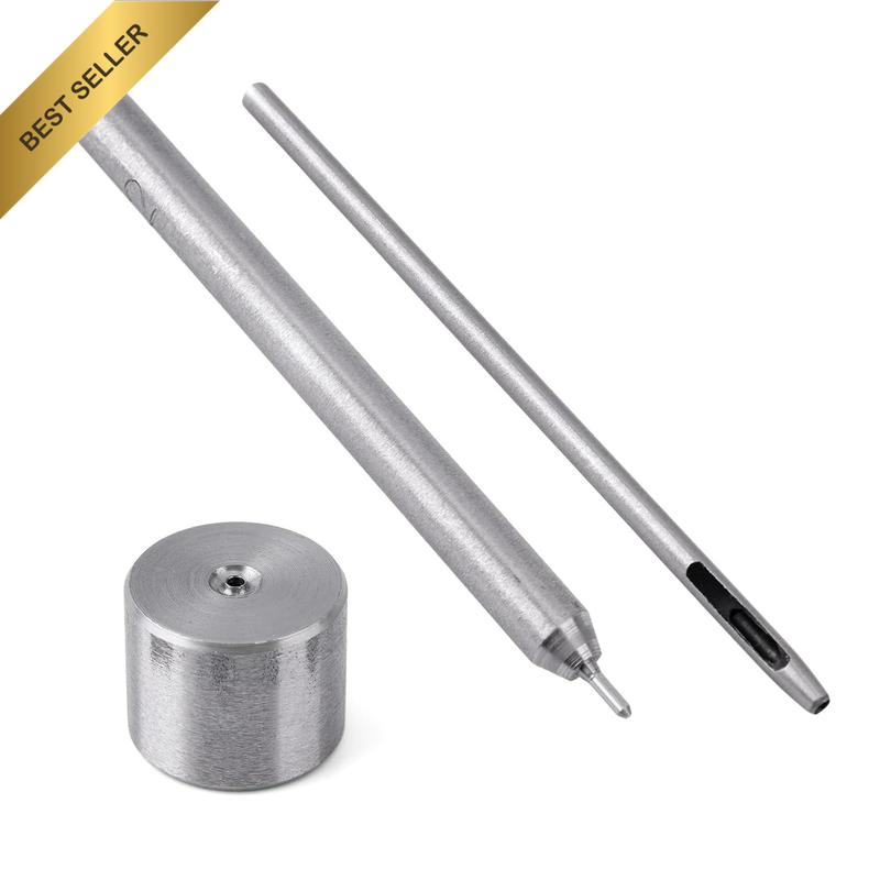 2Mm/0.08In Eyelet Punch Tool Kit with Base & Ram, Stainless Steel Eyelet Hole Pu