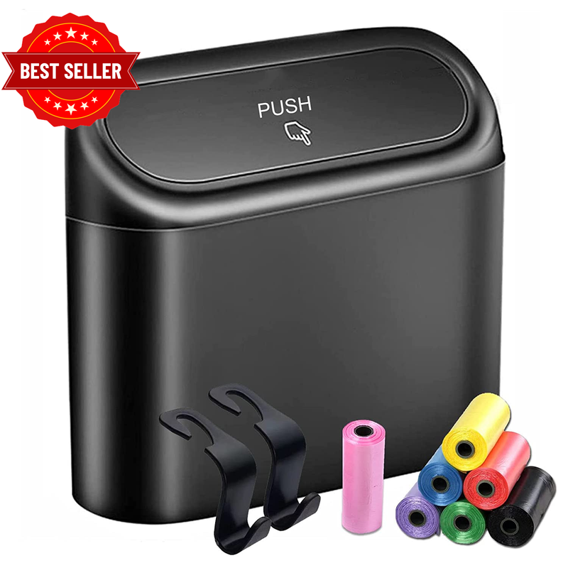 Car Trash Can Bin with Lid & 105PCS Trash Bags Small Car Garbage Can Leakproof M