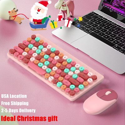 Wireless Keyboard & mouse combo Compact Cute Keyboards for PC Mac Gamer