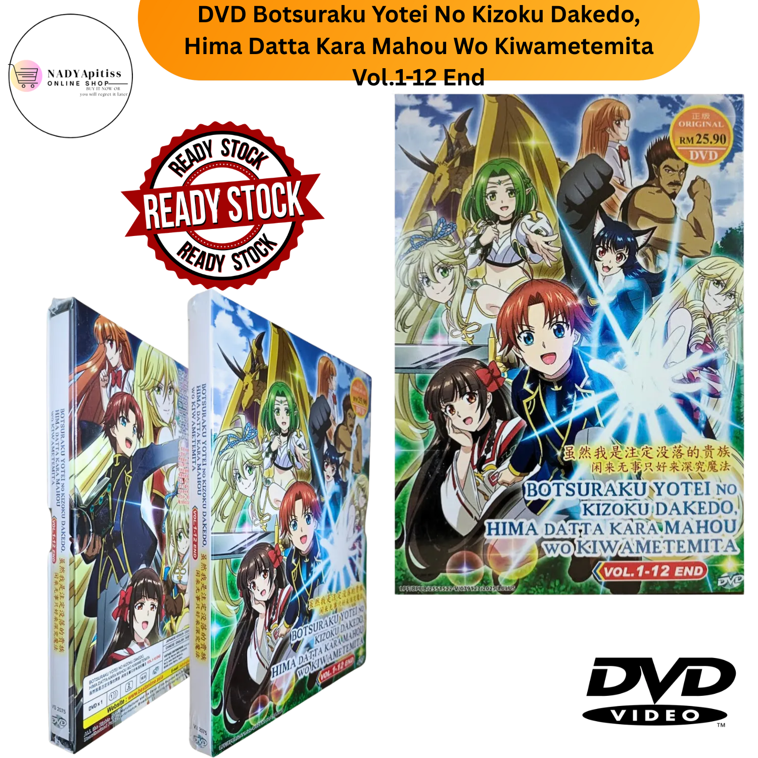 DVD Anime Botsuraku Yotei No Kizoku Dakedo.. (1-12 End) English