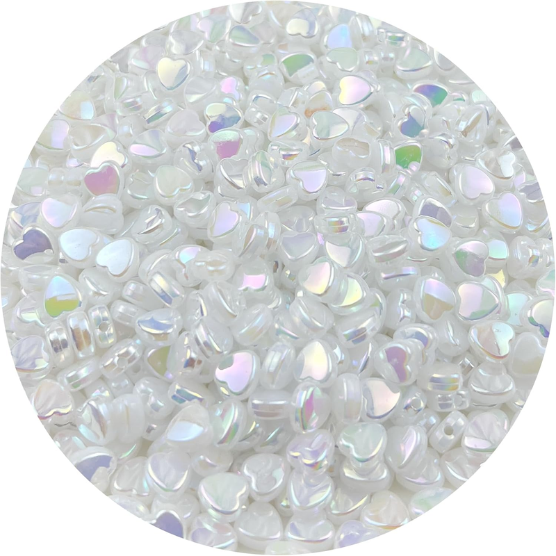 500Pcs Acrylic Heart Beads, AB Colors Heart Shape Beads Crystal Heart Beads for
