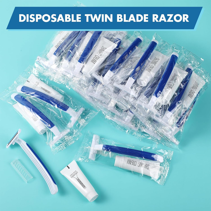 50 Sets Disposable Razors in Bulk Razor Individually Wrapped Bulk Twin Blade Raz