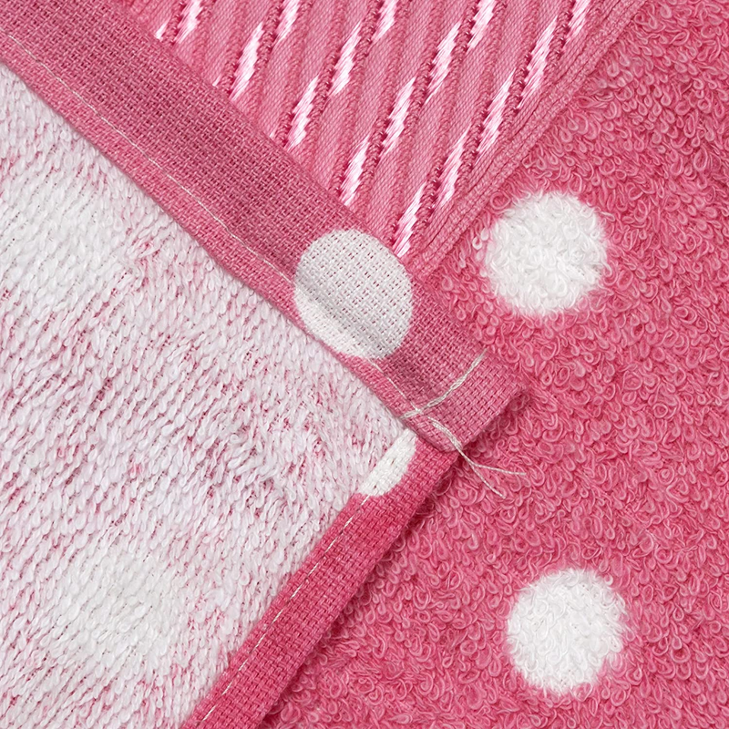 Polka Dot Bath Towel Set - Terry One Side Printed - 100% Cotton - Super Absorben