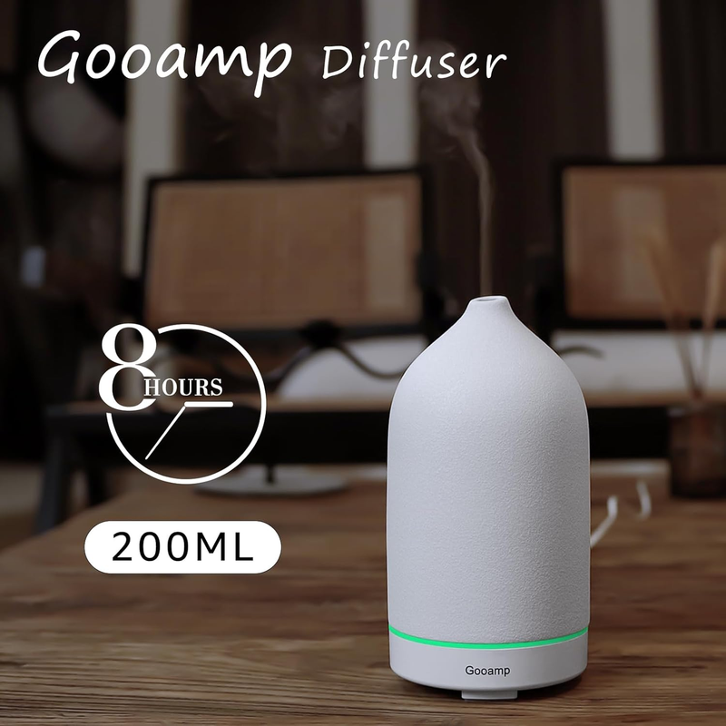 200ML Ceramic Diffuser,Aromatherapy Diffuser,Essential Oil Diffuser with 7 Color