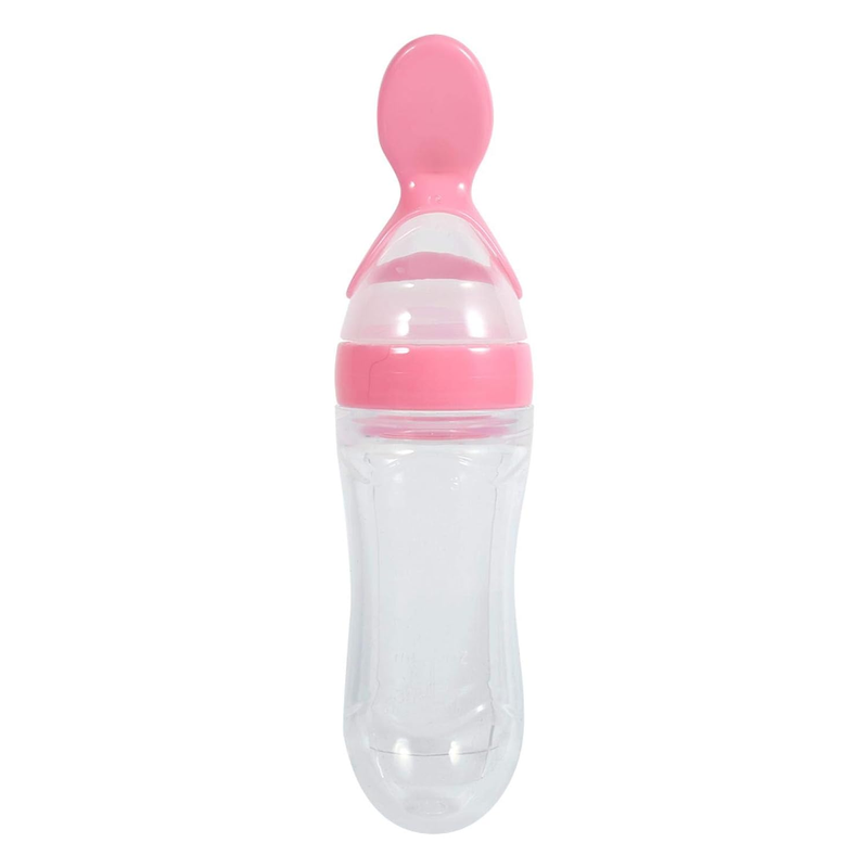 Food Feeder Cartoon Silicone Squeeze Feeding Bottle with Dispenser Spoon for Bab