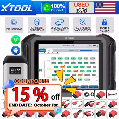 USED XTOOLD9S Auto OBD2 Bi-directional Full System Car Diagnostic Scanner Tool 