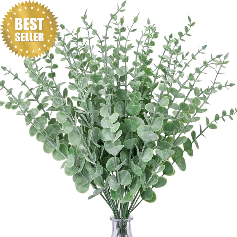 18Pcs Eucalyptus Stems, Artificial Eucalyptus Leaves Fake Greenery Branches with