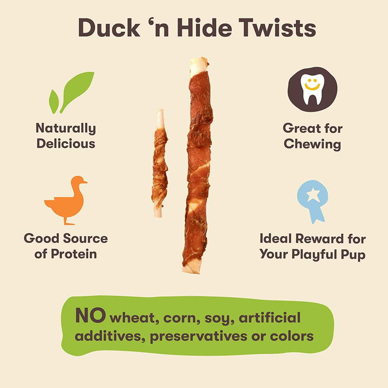 Pet 'n Shape Duck Wrapped Rawhide Dog Treats - Small Twist, 2 Pounds