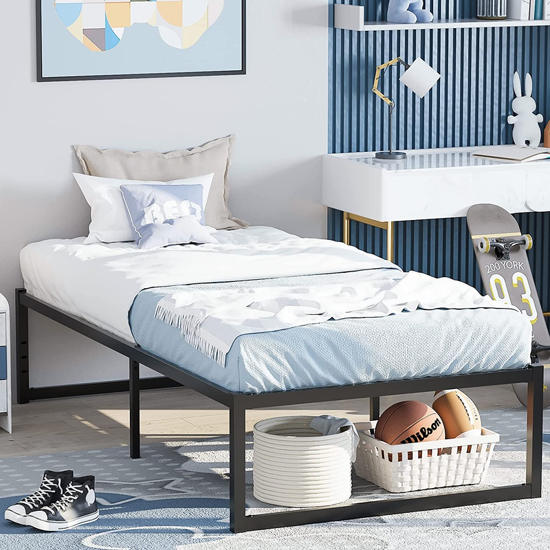 With Heavy Duty Steel Slat Easy Assembly No Box Spring Neede