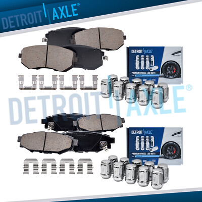 Front & Rear Ceramic Brake Pads +20pc Lug Nuts for Subaru Impreza Legacy Outback