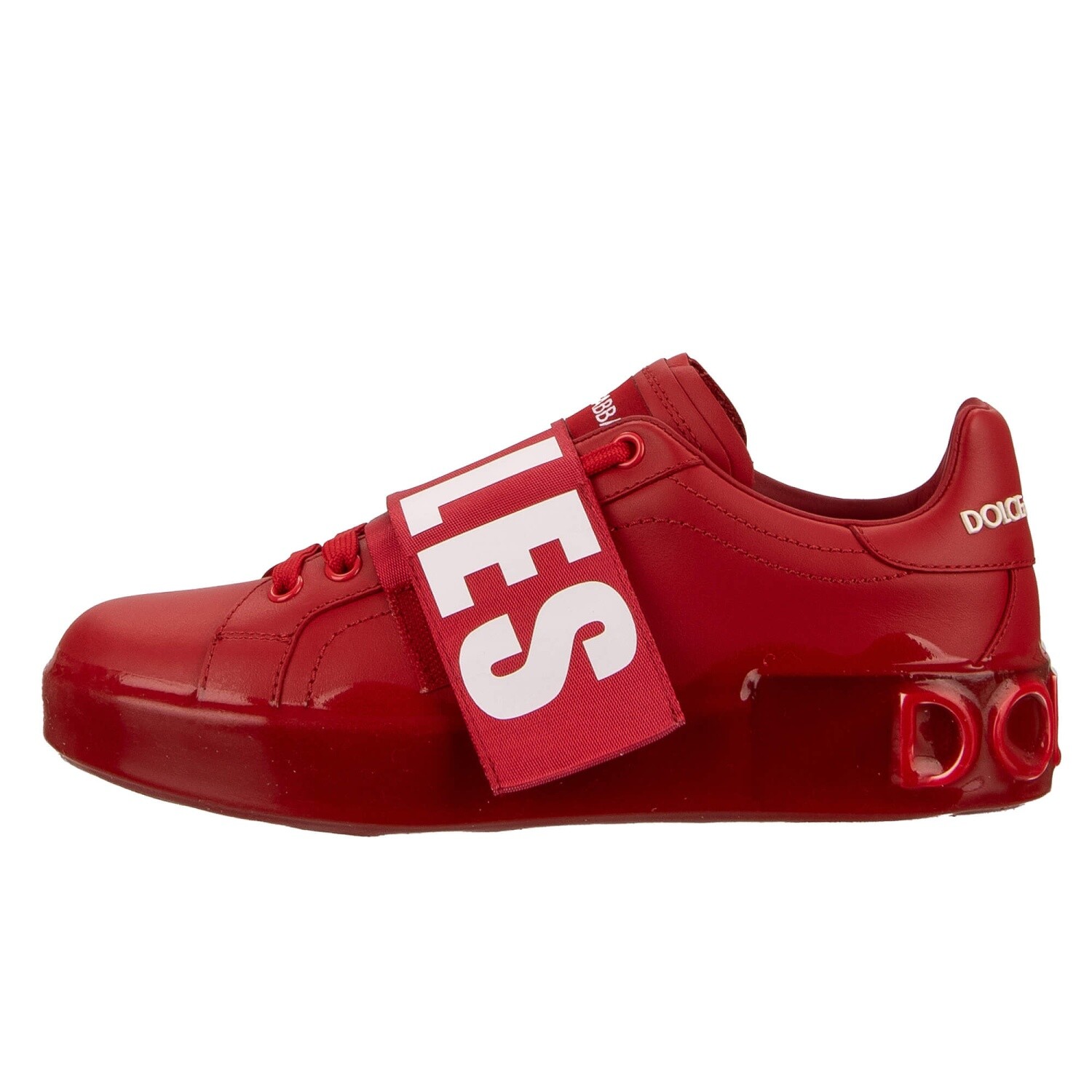 Pre-owned Dolce & Gabbana D&g Rules Logo Heart Lace Sneaker Portofino White Red 09406