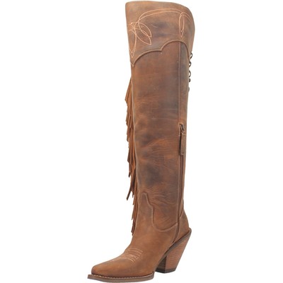 Pre-owned Dingo Womens Sky High Brown Leather Fashion Boots