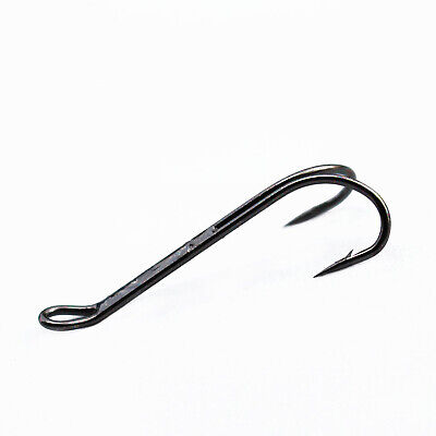 20pcs Black Fly Tying Strong Double Claws Salmon Fly Fishing Duplex Hooks Size#4