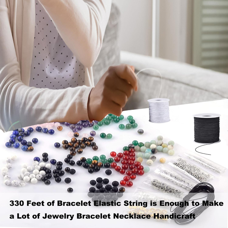 Elastic Cord for Bracelets, 2 Rolls 1 mm 330 Feet Sturdy Bracelet String, Stretc