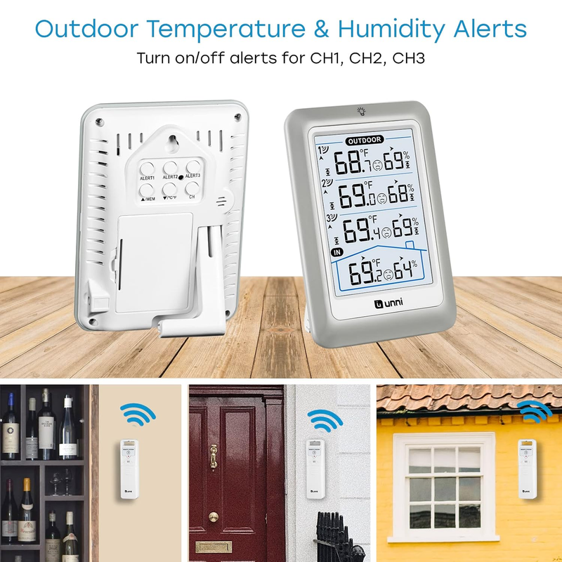Weather Stations Indoor Outdoor Thermometer Wireless, 4.5 Inch Display Digital H