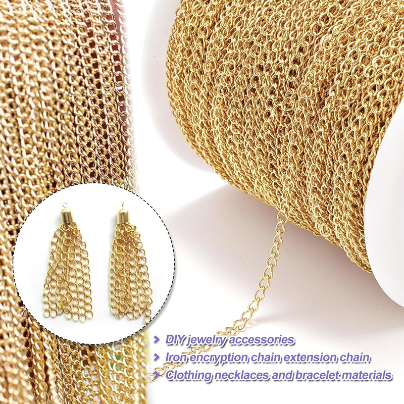 Silver Gold Chain for Jewelry Making 66 Feet Necklace Bracelet Jewellery Making