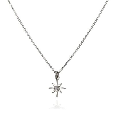Sterling Silver North Star Necklace For Women Cubic Zirconia
