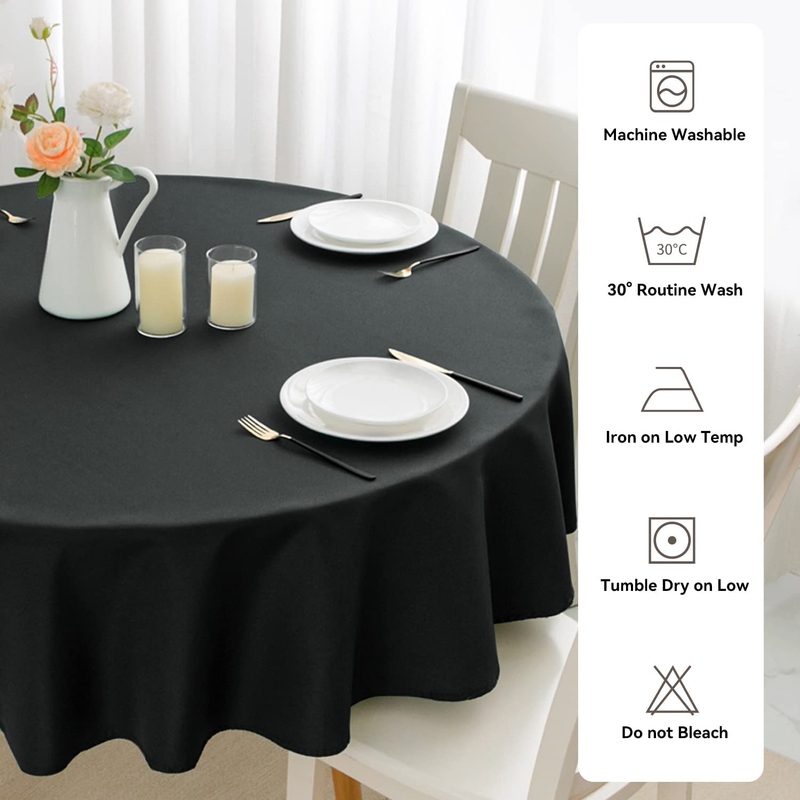round Waterproof Tablecloth, Stain Resistant Washable Table Cloths Wrinkle Free
