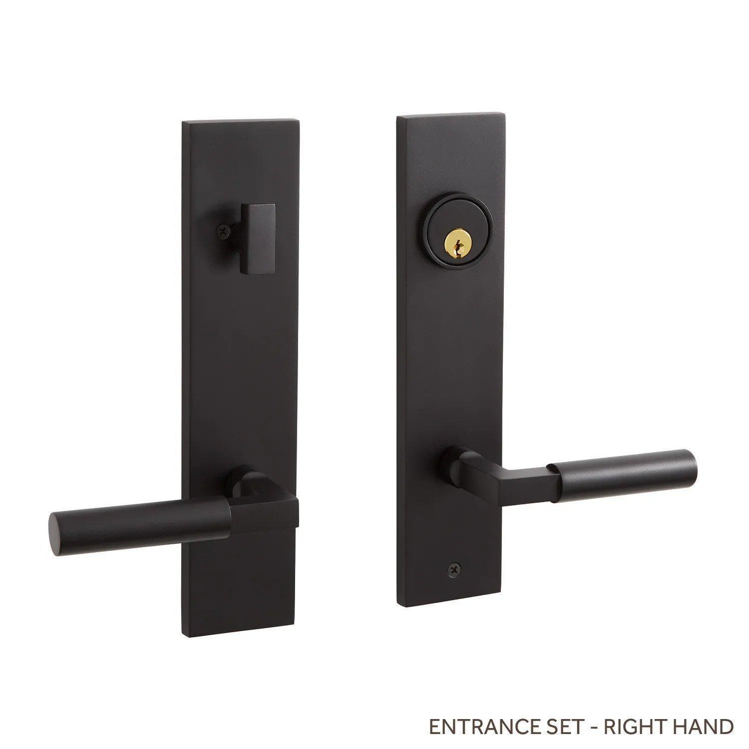 Signature Hardware Tolland Entrance Door Set, Right Hand, Satin Black
