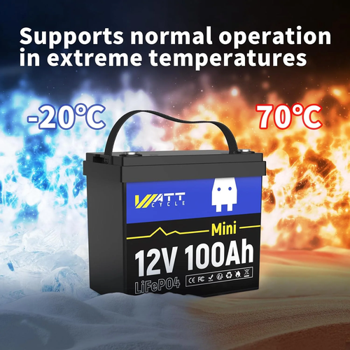 Wattcycle Mini 12V 100AH LiFePO4 Lithium Battery 20000+ cycle for RV Solar Panel Wattcycle Mini 12V 100AH LiFePO4 Lithium Battery 20000+ cycle for RV Solar Panel