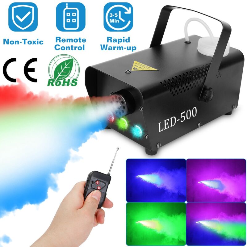 400W Fog Smoke Machine with Remote+Fluid Quick Heatup Thick Fog RGB Muti Colors