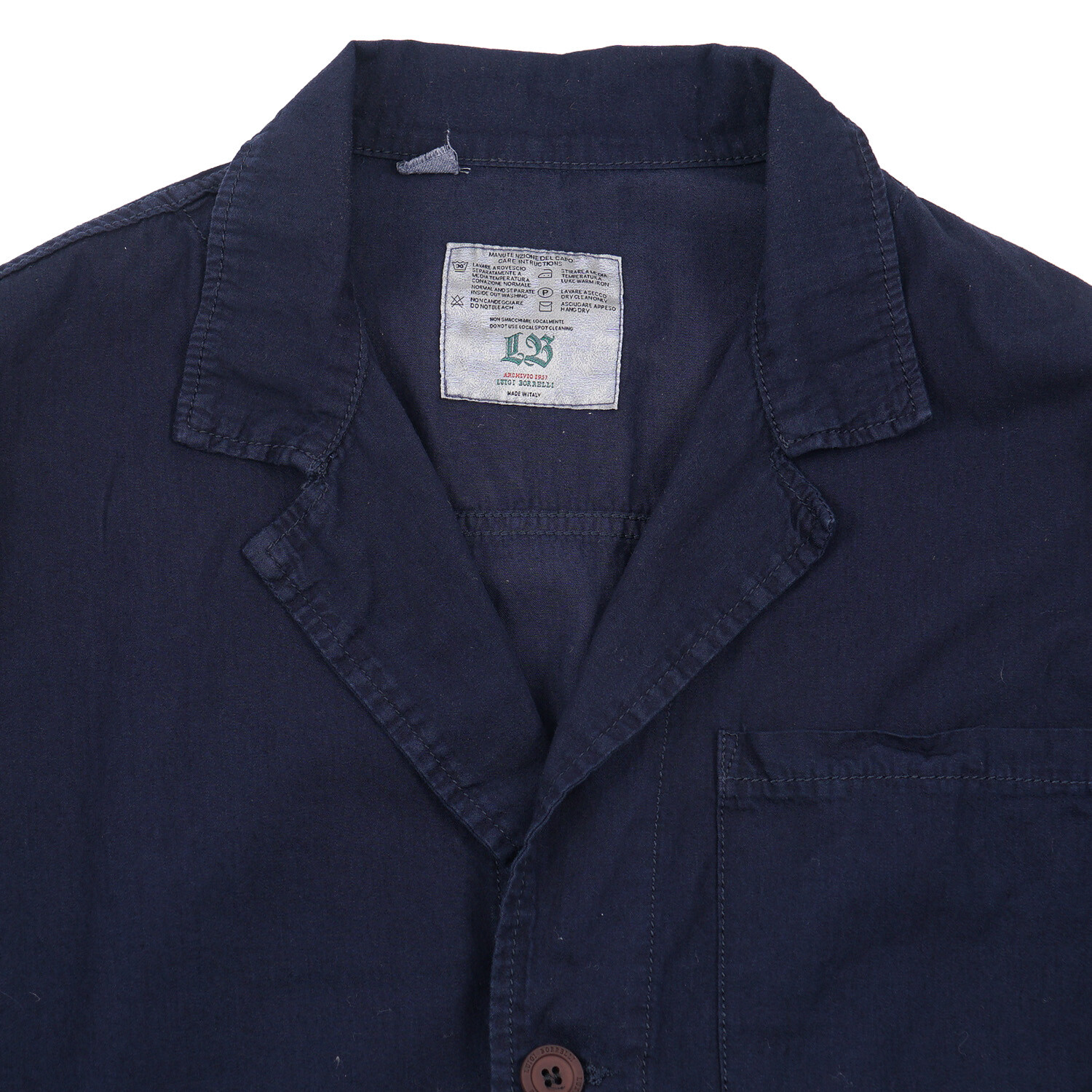 Pre-owned Luigi Borrelli Navy Blue Lightweight Unlined Casual Cotton Blazer L Jacket