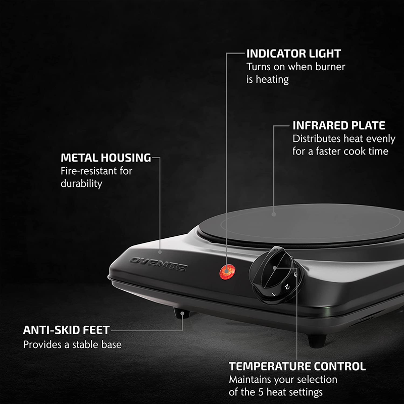 Electric Single Burner Ceramic Glass Hot Plate Cooktop Portable Countertop Stove