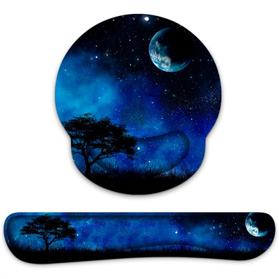 Extended Gaming Mouse Pad with Wrist Rest - Night Sky Design, Desk Pad for Gamin