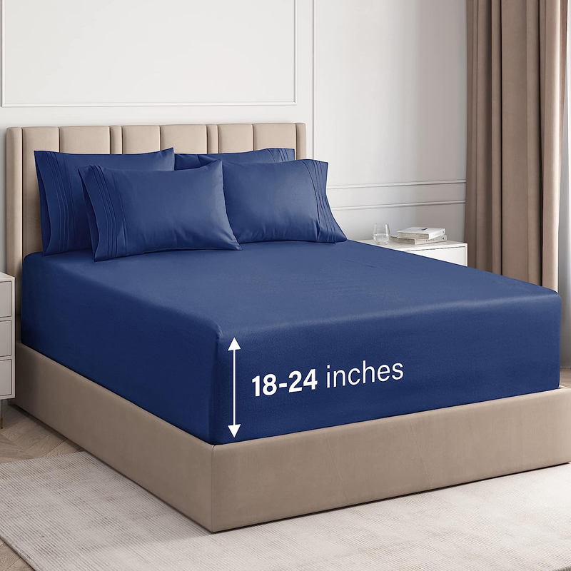 Extra Deep Pocket Sheets - 6 Piece Sheet Set - Cal King Size Sheets Deep Pocket