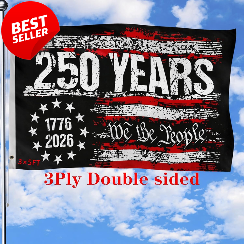 250th Anniversary USA Flag 3x5 Ft Double Sided 3-Ply We The People - US
