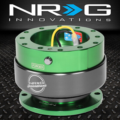 РУЛЕВОЕ КОЛЕСО NRG С 6 ОТВЕРСТИЯМИ, БЫСТРОРАЗЪЕМНЫЙ АДАПТЕР GEN 2.0, ЗЕЛЕНЫЙ КОРПУС / ТИТАНОВОЕ КОЛЬЦО
