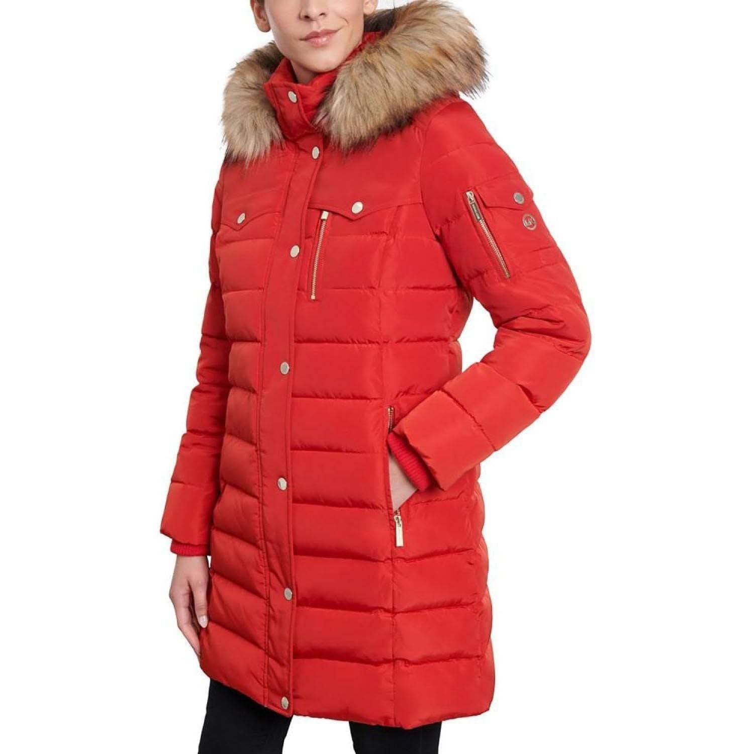 Pre-owned Michael Kors Michael  Women's Down Winter Coat With Zip Out Hood– Perfect Jacket In Black