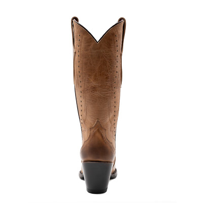Pre-owned Ferrini Womens Siren V-toe Brown Leather Cowboy Boots