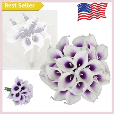 20 Pcs Real Touch White Calla Lily Artificial Flowers for Elegant Bouquets