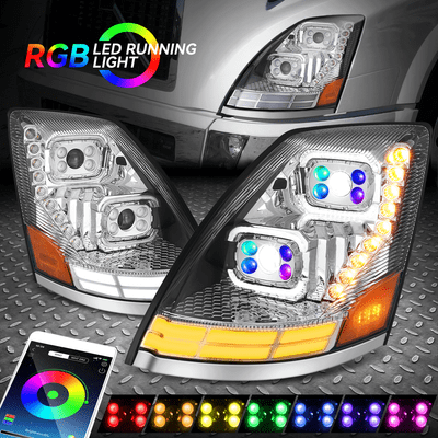 [RGB LED DRL +Сигнал обратной связи] Для проектора Volvo VN VNL 18-24 Хром фар