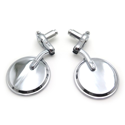Chrome Foldable Universal Motorcycle Round 1" 25 mm Handle Bar End Side Mirrors