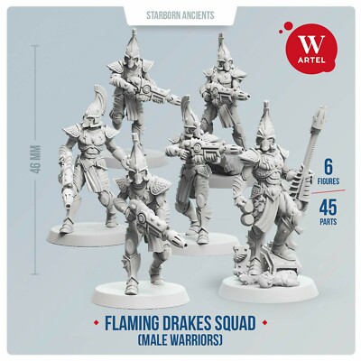 Flaming Drakes Squad w Leader by Artel W- Craftworld  Aeldari Eldar Fire Dragons